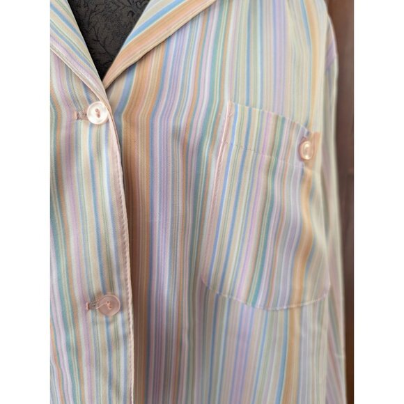 Ample Annie Striped Button-Up Shirt L Multicolor Cotton/Polyester - Picture 2 of 6